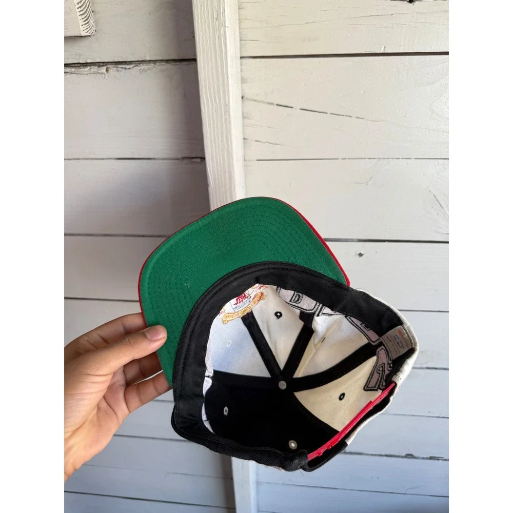 Vintage Manchester United FC Snapback Hat Reds Split Panel Black White Red Cap